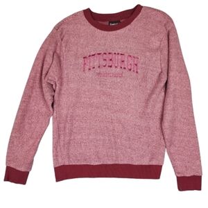 Pittsburgh Sweatshirt Comfort Text USA Burgandy Womens Unisex Medium Crew Neck